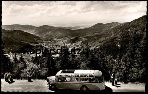 ÄLTERE POSTKARTE BLICK VON DER SCHWARZWALDHOCHSTRASSE RHEINTAL & NACH DEN VOGESEN BUS BATSCH SCHÖNMÜNZACH Schwarzwald