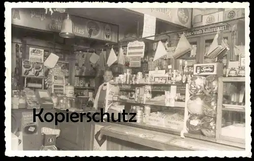 ALTE FOTO POSTKARTE KOLONIALWARENLADEN STEMPEL STEINBACH HALLENBERG MAGGI ECKSTEIN ATA XOX MIDAL KNORR GESCHÄFT AK photo