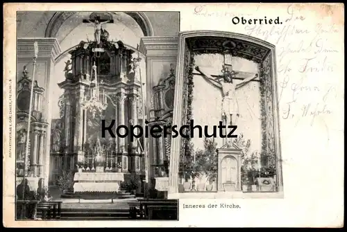 ALTE POSTKARTE OBERRIED INNERES DER KIRCHE ALTAR SOLDATENKARTE SCHWARZWALD 1903 Ansichtskarte AK postcard cpa