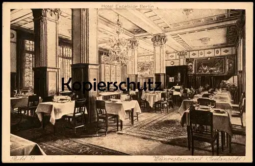 ALTE POSTKARTE BERLIN HOTEL EXCELSIOR WEINRESTAURANT Tische Kronleuchter Curt Elschner Ansichtskarte AK cpa postcard