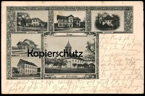 ALTE POSTKARTE GRUSS AUS FRIEDRICHSTHAL FRIEDRICHSTAL STUTENSEE STAATSBAHNHOF PFARRHAUS NEUES SCHULHAUS FORSTHAUS