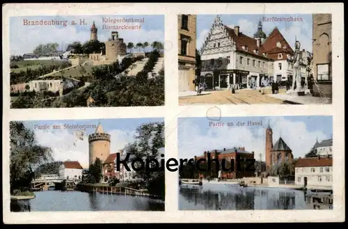 ALTE POSTKARTE BRANDENBURG HAVEL KRIEGERDENKMAL BISMARCKWARTE STEINTORTURM KURFÜRSTENHAUS Ansichtskarte cpa postcard AK