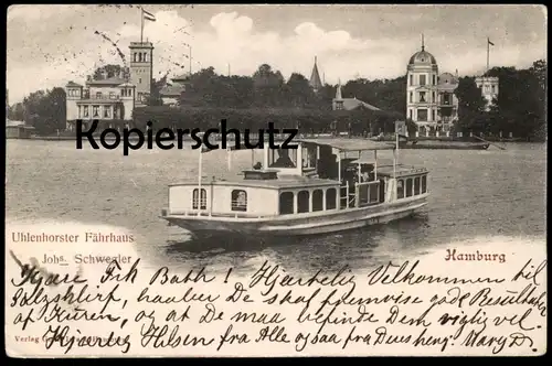 ALTE POSTKARTE HAMBURG UHLENHORSTER FÄHRHAUS INH. JOHS. SCHWEGLER SCHIFF BOOT AK Ansichtskarte postcard cpa