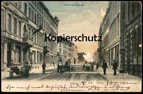 ALTE POSTKARTE DÜREN EISENBAHNSTRASSE FUHRWERK HAUDEREI CORNELIUS COEMEN JOHANN HAKSEL Ansichtskarte AK cpa postcard
