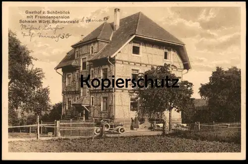 ALTE POSTKARTE SCHMIEH GASTHOF ZUM SCHÖNBLICK MIT FREMDENPENSION BAD TEINACH ZAVELSTEIN Schwarzwald cpa AK Ansichtskarte