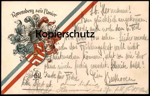 ALTE LITHO POSTKARTE RAVENSBERG SEI'S PANIER BIELEFELD COULEURKARTE BURSCHENSCHAFT Studentica Studentika Ansichtskarte