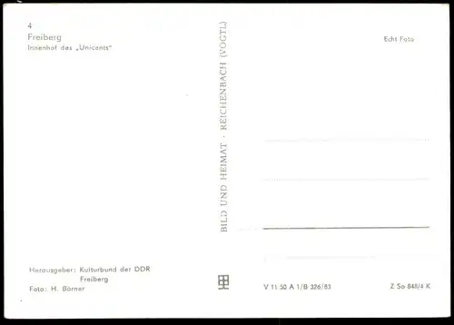 ÄLTERE POSTKARTE FREIBERG INNENHOF DES UNICENTS UNICENT KULTURBUND DER DDR Architektur architecture AK cpa postcard