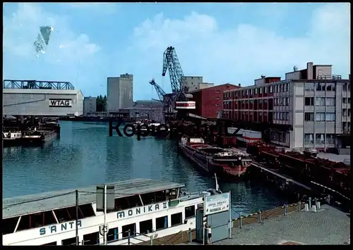 ÄLTERE POSTKARTE DORTMUND HAFEN FÄHRE SANTA MONIKA II FRACHTSCHIFF WTAG Isenbeck cargo ship Ansichtskarte postcard cpa