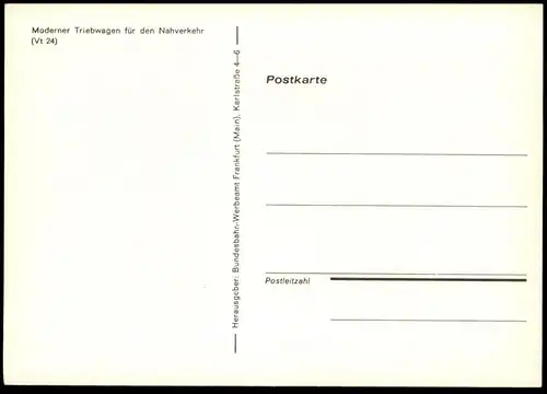 ÄLTERE POSTKARTE VT 24 TRIEBWAGEN NAHVERKEHR DEUTSCHE BUNDESBAHN Lok Zug Train Railway Eisenbahn locomotive postcard AK