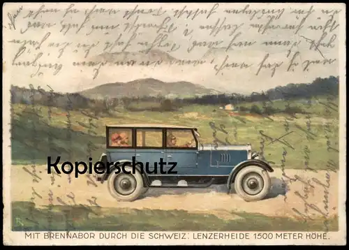 ALTE POSTKARTE LENZERHEIDE MIT BRENNABOR DURCH DIE SCHWEIZ 1500 METER HÖHE BRENNABOR BRANDENBURG Auto car postcard cpa