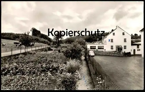 ÄLTERE POSTKARTE BERLINGEN BEI GEROLSTEIN EIFEL PENSION BERLINGER MÜHLE INHABERIN AGNES KIRWEL VW Käfer AK cpa postcard