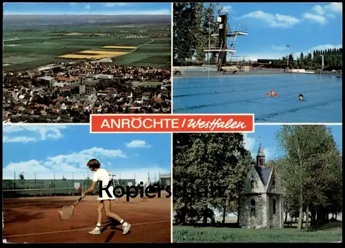 ÄLTERE POSTKARTE ANRÖCHTE PANORAMA TENNIS TENNISSPIELERIN SCHWIMMBAD TENNISPLATZ Ansichtskarte AK postcard cpa