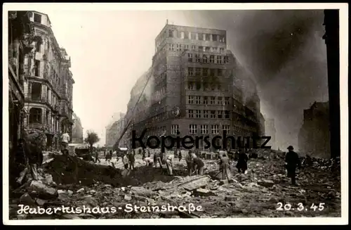 ALTE POSTKARTE HAMBURG HUBERTUSHAUS STEINSTRASSE 20.03.1945 BOMBENANGRIFF ANGRIFF BRAND KRIEG 2. WELTKRIEG ZERSTÖRUNG