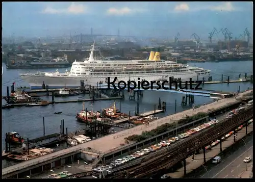 ÄLTERE POSTKARTE MS EUGENIO C COSTA KREUZFAHRTSCHIFF HAMBURG ÜBERSEEBRÜCKE Schiff Motorschiff ship bateau postcard cpa