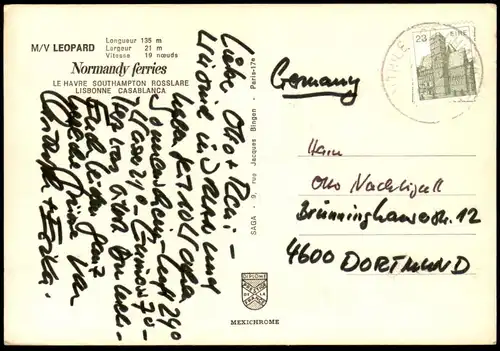 ÄLTERE POSTKARTE M/V LEPOPARD NORMANDY FERRIES LE HAVRE SOUTHAMPTON DAMPFER FÄHRE M.S. MS ferry Schiff ship cpa postcard