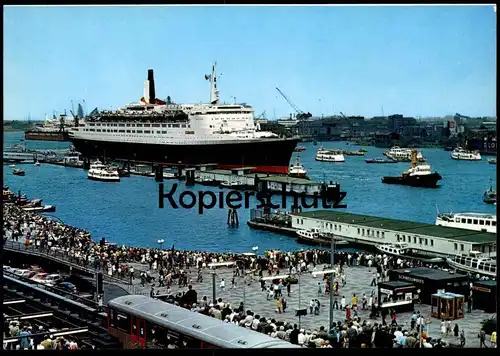 ÄLTERE POSTKARTE MS QUEEN ELIZABETH 2 CUNARD KREUZFAHRTSCHIFF HAMBURG Schiff Motorschiff ship bateau postcard cpa AK