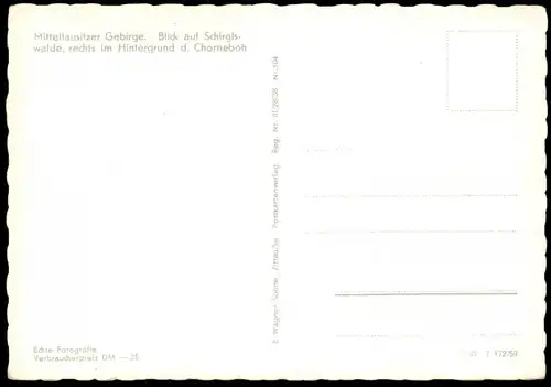 ALTE POSTKARTE BLICK AUF SCHIRGISWALDE MITTELLAUSITZER GEBIRGE PANORAMA IM HINTERGRUND CZORNEBOH Serachow Kirschau