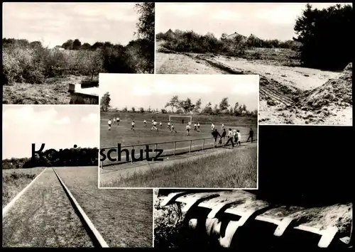 ÄLTERE POSTKARTE BERGISCH GLADBACH HAND BAU SPORTPLATZ BLAU WEISS HAND Fussball soccer Spiel Ansichtskarte cpa postcard