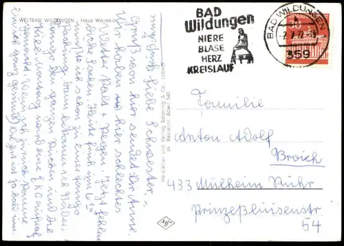 ÄLTERE POSTKARTE BAD WILDUNGEN HAUS WALDECK 60er Jahre Architektur Ansichtskarte cpa postcard