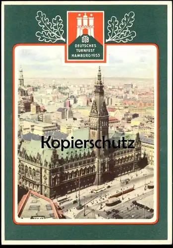 ALTE POSTKARTE HAMBURG DEUTSCHES TURNFEST 1953 DTB RATHAUS Ansichtskarte AK postcard cpa