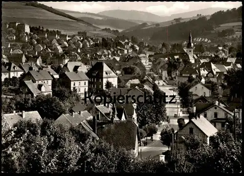 ÄLTERE POSTKARTE MESCHEDE BLICK AUF DIE STADT MIT KRANKENHAUS HOSPITAL PANORAMA Totalansicht Ansichtskarte postcard cpa