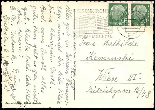 ÄLTERE POSTKARTE GELSENKIRCHEN BAHNHOFSTRASSE WEKA KAUFHAUS GESCHÄFT AK Ansichtskarte postcard cpa