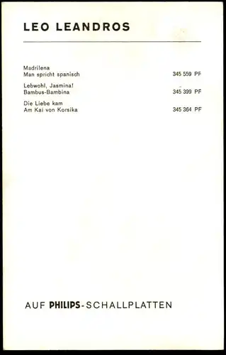 ORIGINAL AUTOGRAMM KARTE LEO LEANDROS MUSIKER BAMBUS-BAMBINA KÜNSTLERKARTE musician autograph Autogrammkarte autographe