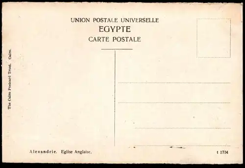 ALTE POSTKARTE ALEXANDRIE ENGLISH CHURCH ALEXANDRIA Alexandrien Ägypten egypt Kirche église Ansichtskarte cpa postcard