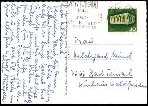 ÄLTERE POSTKARTE KÖLN KALK 1969 DUNKER HERRENBEKLEIDUNG CORSO SINGER POST Ansichtskarte AK cpa postcard