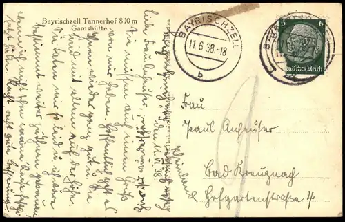 ALTE POSTKARTE BAYRISCHZELL TANNERHOF 810 METER GAMSHÜTTE JAHR 1938 AK Ansichtskarte cpa postcard