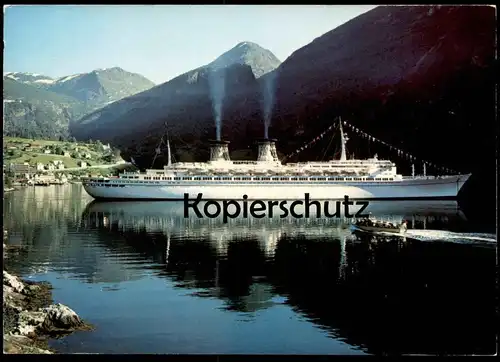 ÄLTERE POSTKARTE T/N MICHELANGELO GEIRANGER NORGE MS KREUZFAHRTSCHIFF Schiff Fjord norway ship postcard AK Ansichtskarte