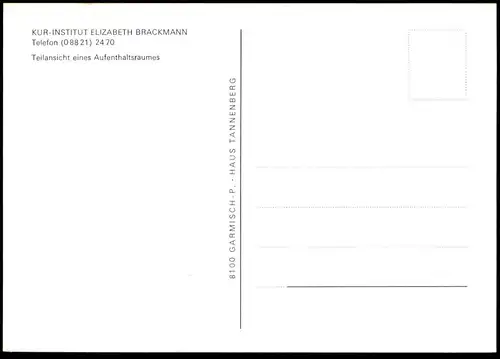 ÄLTERE POSTKARTE GARMISCH PARTENKIRCHEN HAUS TANNENBERG TEILANSICHT EINES AUFENTHALTSRAUMES ELIZABETH BRACKMANN AK cpa