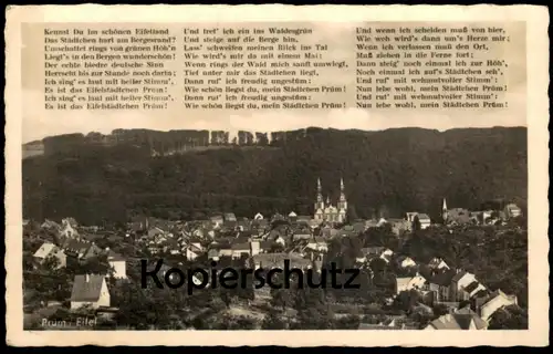 ALTE POSTKARTE PRÜM IN DER EIFEL GEDICHT LIED KENNST DU IM SCHÖNEN EIFELLAND DAS STÄDTCHEN AK Ansichtskarte postcard cpa