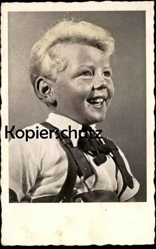 ALTE POSTKARTE JUNGE LACHEND FRÖHLICH LEDERHOSE HEMD 194x FOTO KREMPL boy Kind child enfant Ansichtskarte postcard cpa