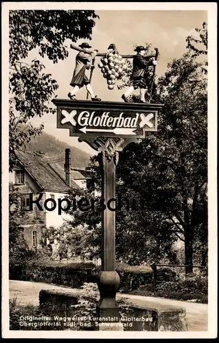 ALTE POSTKARTE GLOTTERBAD ORIGINELLER WEGWEISER KURANSTALT OBERGLOTTERTAL Glottertal Schwarzwald Ansichtskarte postcard