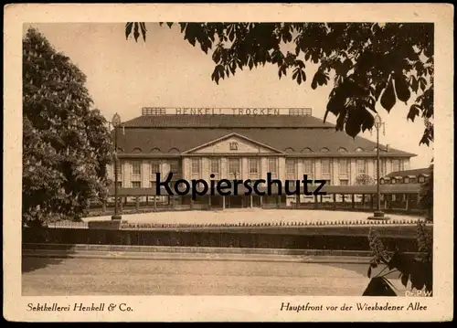ALTE POSTKARTE WIESBADEN SEKTKELLEREI HENKELL & CO. HAUPTFRONT VOR DER WIESBADENER ALLEE Sekt postcard cpa Ansichtskarte