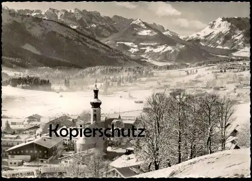 ÄLTERE POSTKARTE REIT IM WINKL BLICK AUF KAISERGEBIRGE PANORAMA IM WINTER SCHNEE snow hiver neige Ansichtskarte postcard