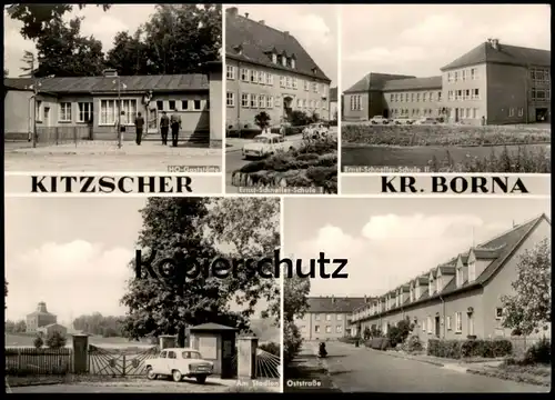 ÄLTERE POSTKARTE KITZSCHER HO GASTSTÄTTE ERNST SCHNELLER SCHULE AM STADION OSTSTRASSE KREIS BORNA Ansichtskarte postcard