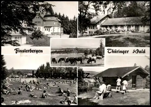 ÄLTERE POSTKARTE FINSTERBERGEN FDGB ERHOLUNGSHEIM SPIESSBERGGRUND TAGESCAFÉ LEINAGRUND SCHWIMMBAD FRIEDRICHRODA AK cpa