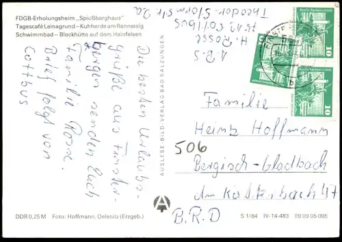 ÄLTERE POSTKARTE FINSTERBERGEN FDGB ERHOLUNGSHEIM SPIESSBERGGRUND TAGESCAFÉ LEINAGRUND SCHWIMMBAD FRIEDRICHRODA AK cpa