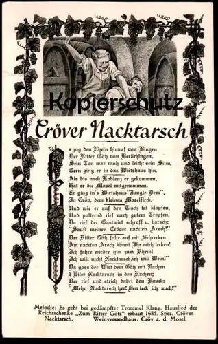 ÄLTERE POSTKARTE CRÖVER NACKTARSCH WEIN VINO VIN WINE CRÖV TRABEN-TRARBACH KRÖV Ansichtskarte AK cpa postcard