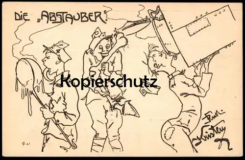 ALTE KÜNSTLER POSTKARTE DIE ABSTAUBER RESTE ESSEN FRONT WELTKRIEG SOLDAT RUDOLF KRISTEN Militär Humor postcard cpa