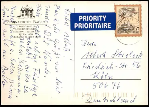 ÄLTERE POSTKARTE SEMINARHOTEL BADEN WIEN TROSTGASSE 23 Spa Swimming Pool Ansichtskarte AK postcard cpa
