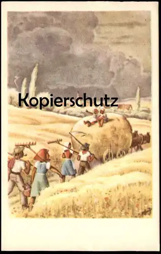 ALTE KÜNSTLER POSTKARTE HEUERNTE ERNTE Wagen Heu harvest haymaking hay Ansichtskarte postcard cpa AK