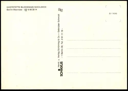 ÄLTERE POSTKARTE BERLIN WANNSEE GASTSTÄTTE BLOCKHAUS NIKOLSKOE NICKELBRILLE OBER KELLNER OBERKELLNER HÜTE HUT AK cpa