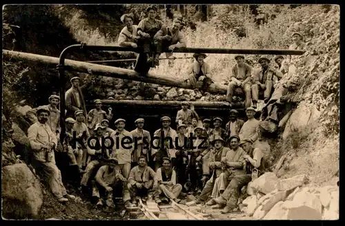 ALTE FOTO POSTKARTE TUNNELBAU VERMUTLICH TUNNEL HÖLLENTALBAHN SCHWARZWALD EISENBAHN FOTO HANDSCHEL LENZKIRCH cpa photo