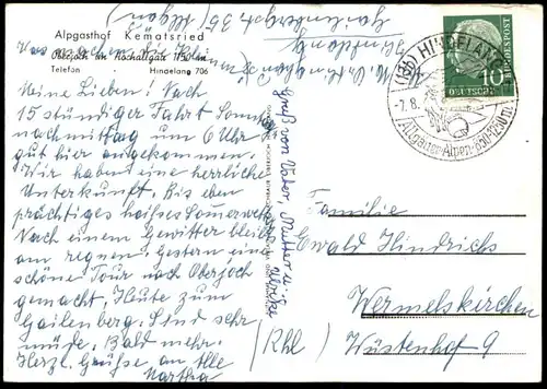 ÄLTERE POSTKARTE ALPGASTHOF KEMATSRIED GASTHOF OBERJOCH IM HOCHALLGÄU Hindelang Ansichtskarte AK cpa postcard