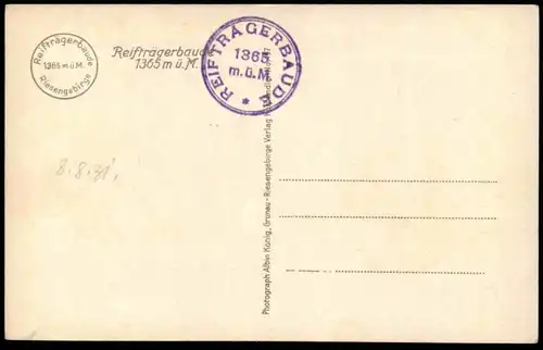 ALTE POSTKARTE RIESENGEBIRGE REIFTRÄGERBAUDE 1931 ÄSTE WURZELN Schronisko Szrenicy Schlesien Ansichtskarte cpa postcard