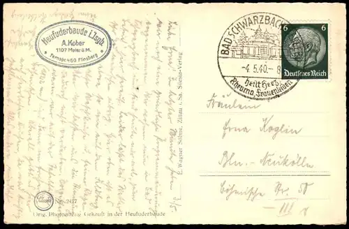 ALTE POSTKARTE DIE HEUFUDERBAUDE 1940 HEUFUDER BAUDE SWIERADOW DOM ZDROJOWY Bad Flinsberg Zdroj Schlesien cpa postcard