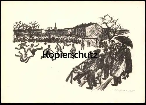 ÄLTERE POSTKARTE BERLIN HOHENSCHÖNHAUSEN FUSSBALLPLATZ KÜNSTLER ARNO MOHR 1955 soccer AK Ansichtskarte cpa postcard